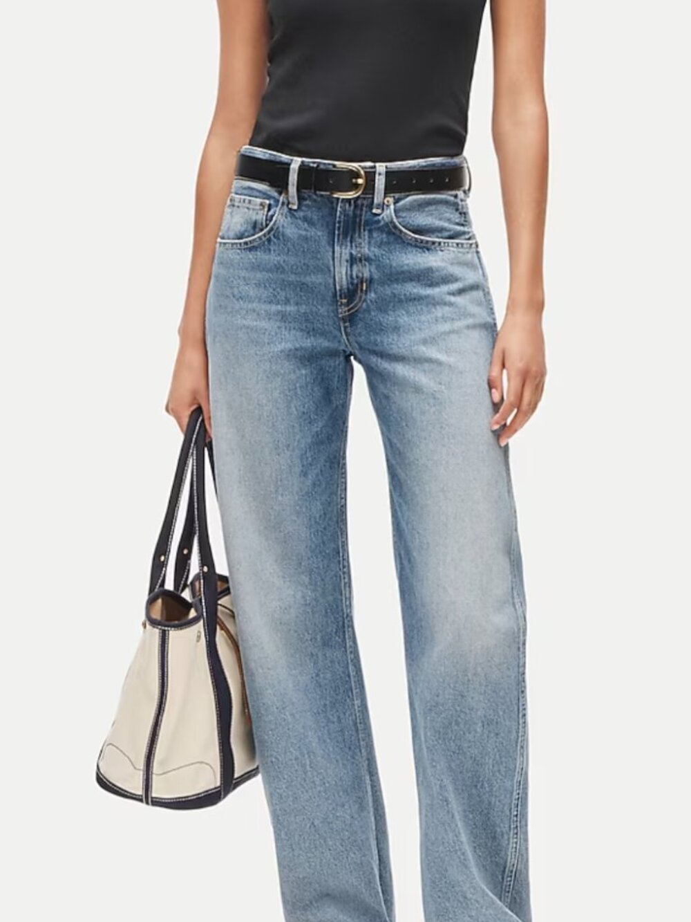 J. Crew High-rise Cropped Kickout Jeans 1996 Semi-Stretch Medium Wash Blue Sz 30